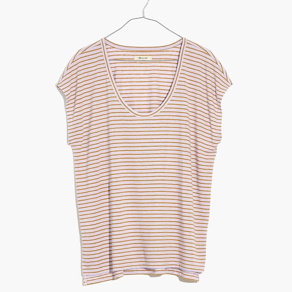 Madewell Linen-Blend U-Scoop Tee Lavendar